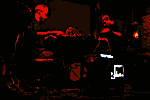 Photograph of artists 'syn_sib' performing alongside Ruins in ASCII at the Atlanta, GA venue 'The 5 Spot,' located in the Little 5 Points neighborhood. Thumbnail